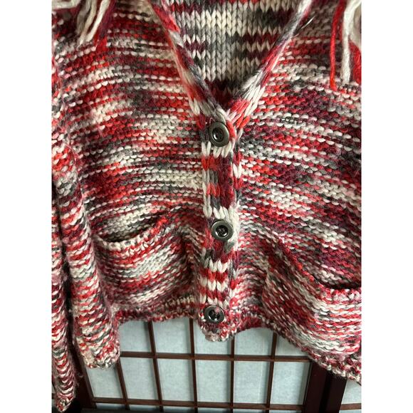 Vintage Ruby Rd. chunky knit cardigan sweater with fringe detail - Picture 5 of 7
